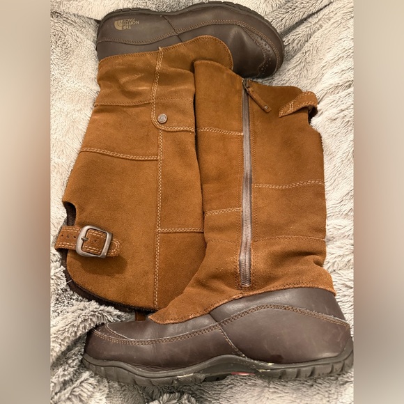 The North Face Brown Leather Tall Riding Hiking Winter Boots Size 7 - Picture 8 of 9